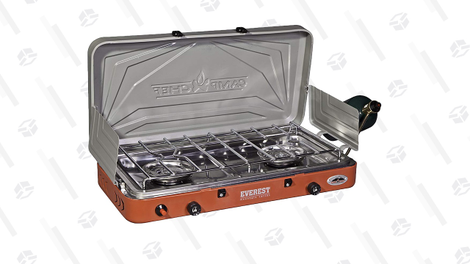 Despite its lightweight design, the Camp Chef Everest offers two 20,000 BTU burners, and can hold two 10-12" pans, making it an ideal frontcountry stove.